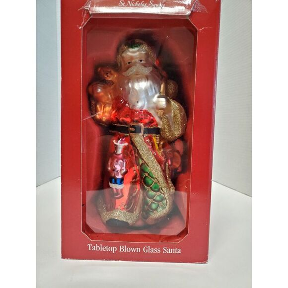 St. Nicholas Square Tabletop Blown Glass Santa Large Beautiful Jewel Tone Kohls - Picture 11 of 16